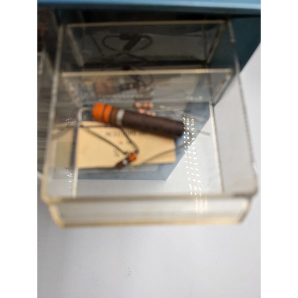 Vintage Metal Bin Screw/ Tool Box Filled With Vintage Transistor Resistors/Parts - Picture 3 of 16